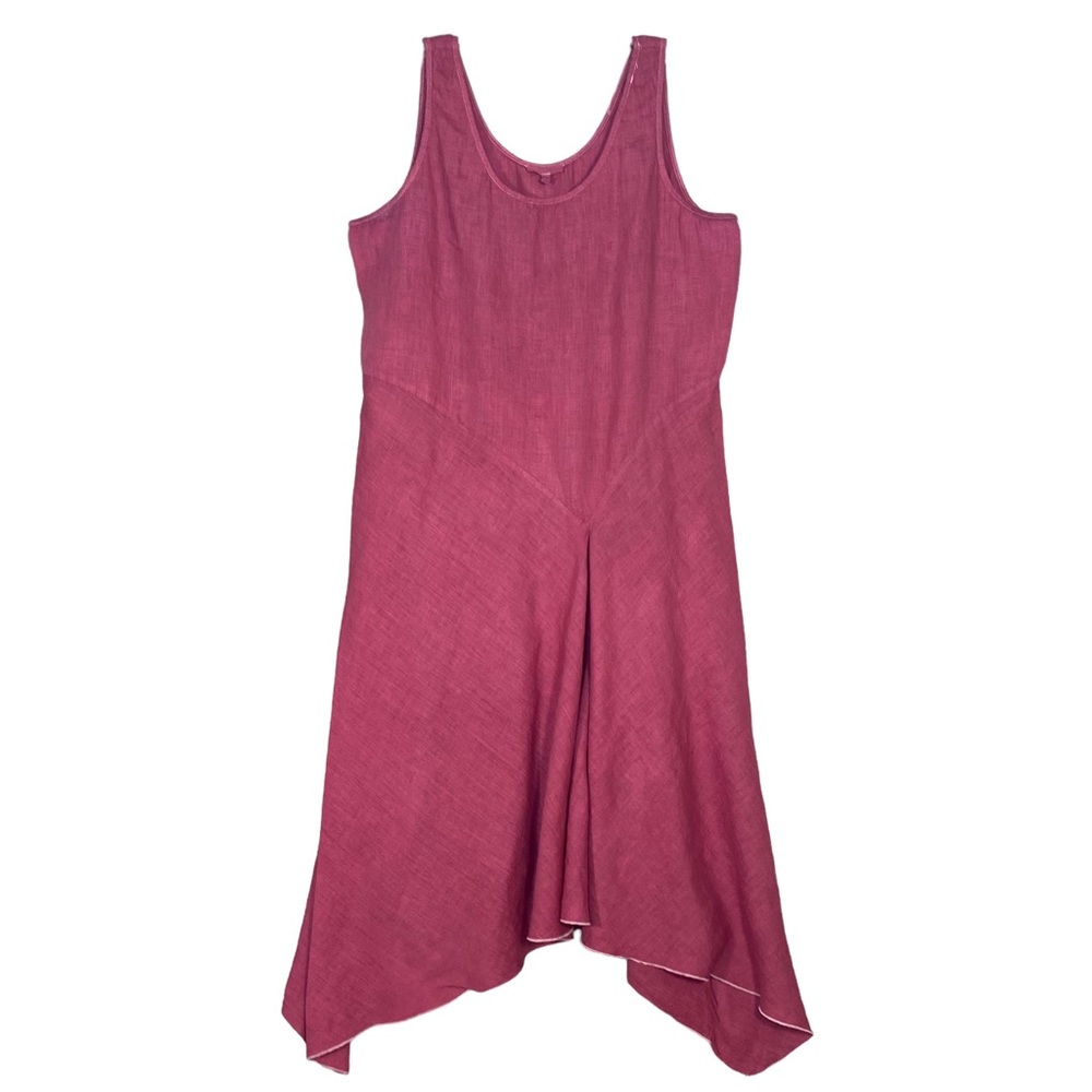 Eileen Fisher Sleeveless Dress Irish Linen Drop Waist  Asymmetrical Hem Size L